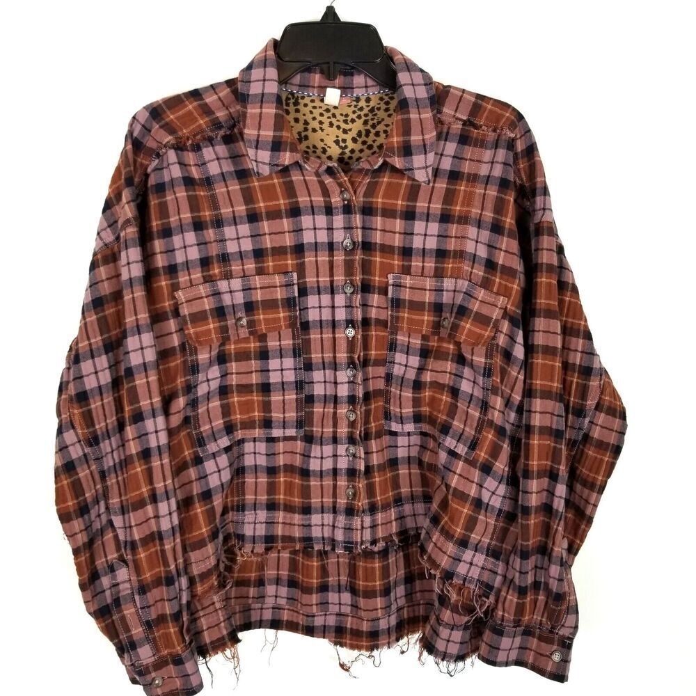 Pilcro‎ Anthropologie Women The Hadley Relaxed Buttondown Shirt Sz L Plaid Boho